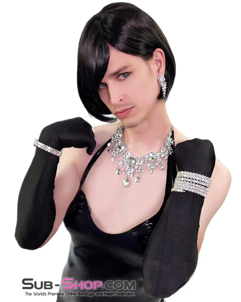 0545AE-SIS      Pretty Sissy Long Black Opera Gloves