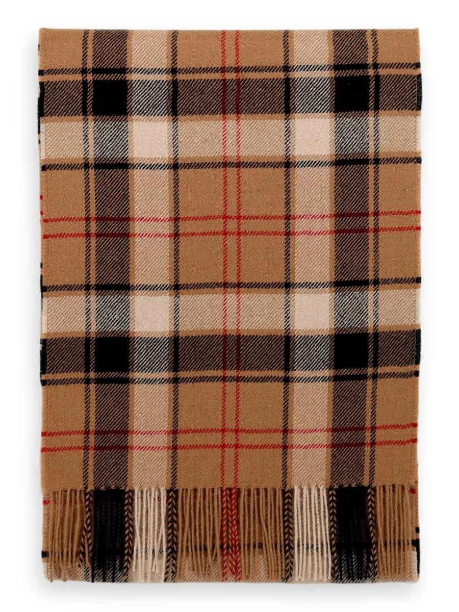 100% Baby Alpaca Scarf in Plaid -  Camel