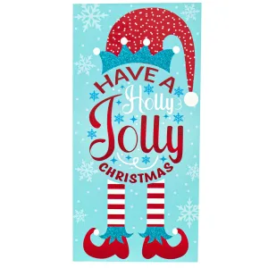 12" Waterproof Sign: Holly Jolly Elf Blue