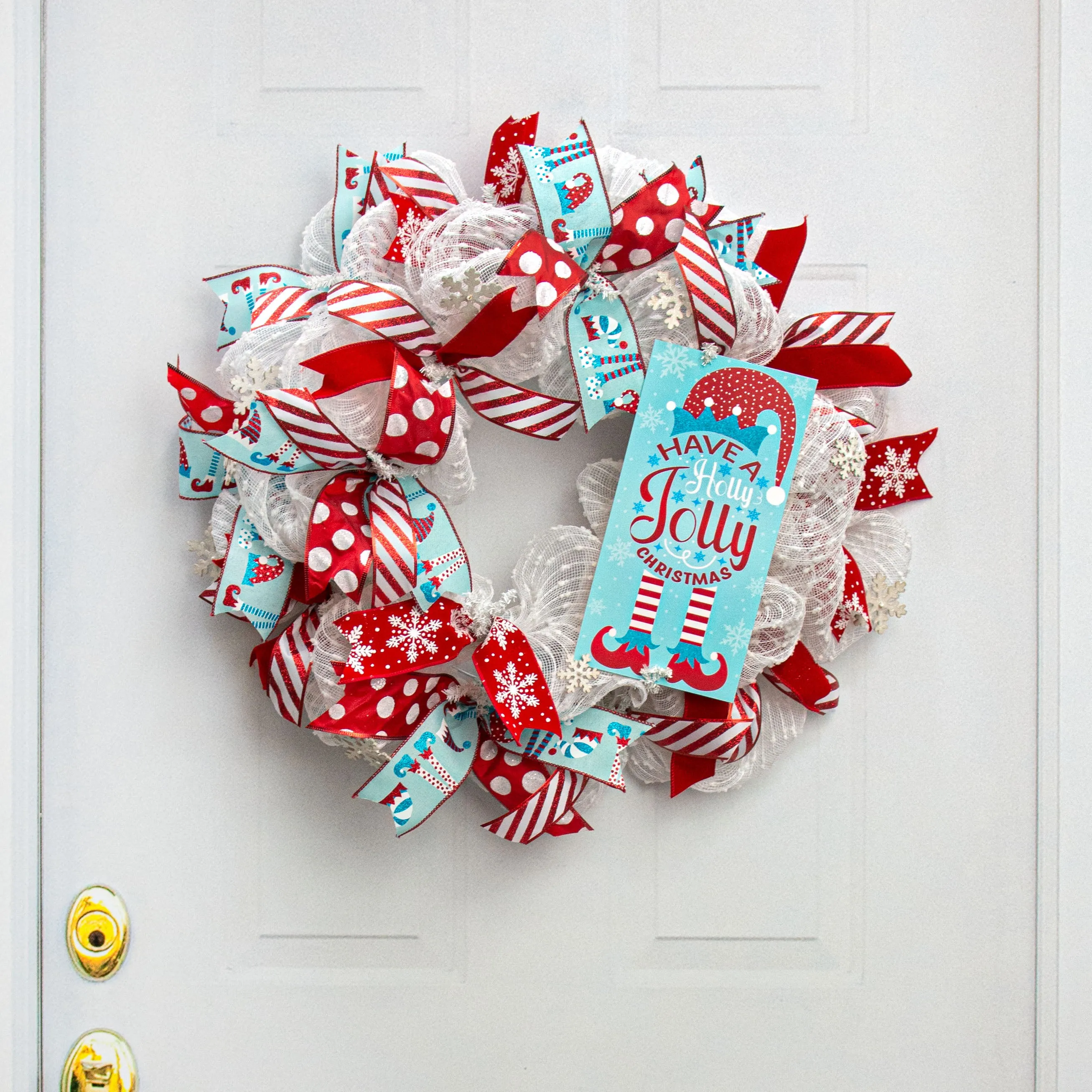 12" Waterproof Sign: Holly Jolly Elf Blue