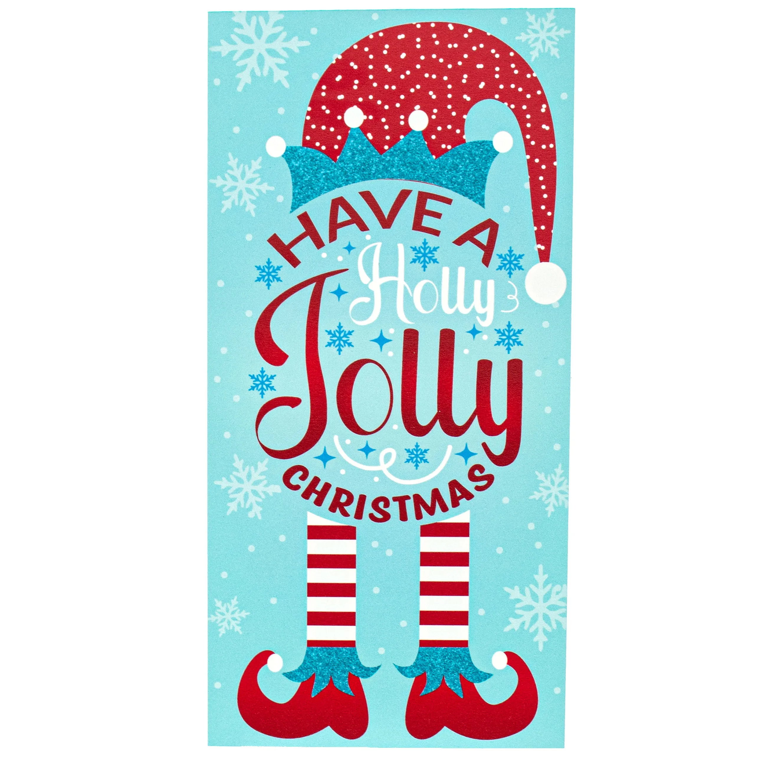 12" Waterproof Sign: Holly Jolly Elf Blue