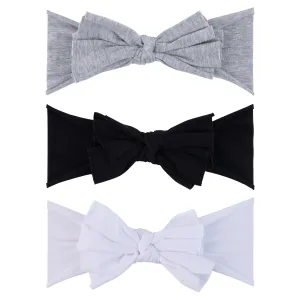 3 Pack Headband Set - Onyx, Heather Grey & White