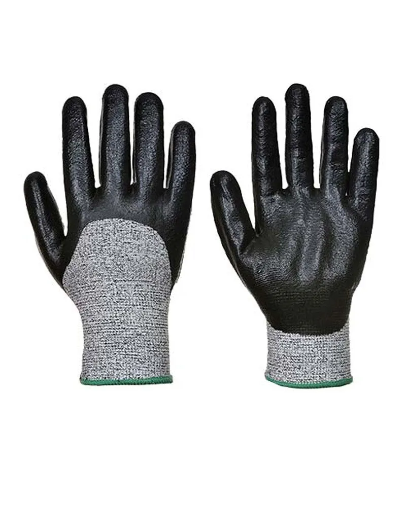 (6/Case) Portwest Gray/Black Cut 5 3/4 Nitrile Foam Glove