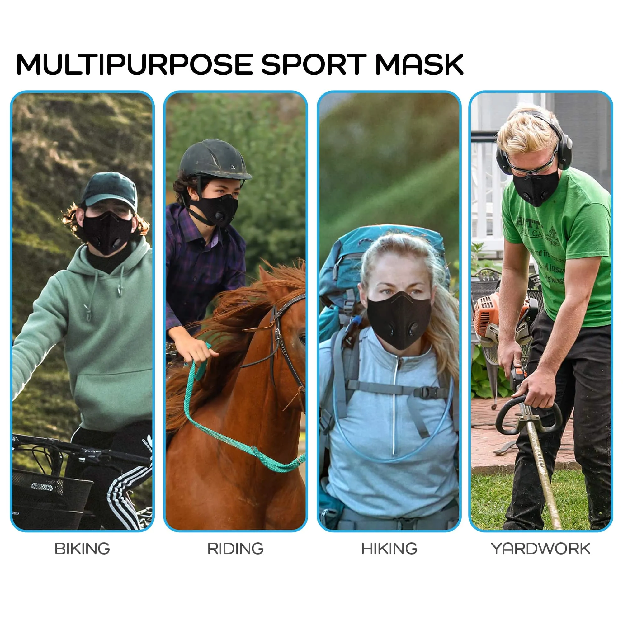 Activated Carbon Dust Sport Mask with Exhalation Valves