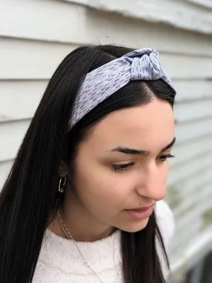 Ash & Rose Women's Top Knot Printed Headband with Lilac Dashes