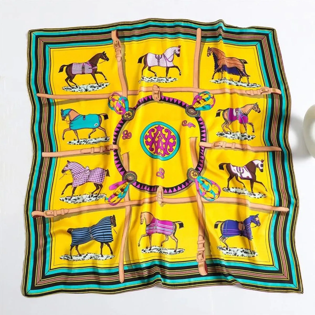 AWST Int'l Horses in Blankets Medallion Scarf