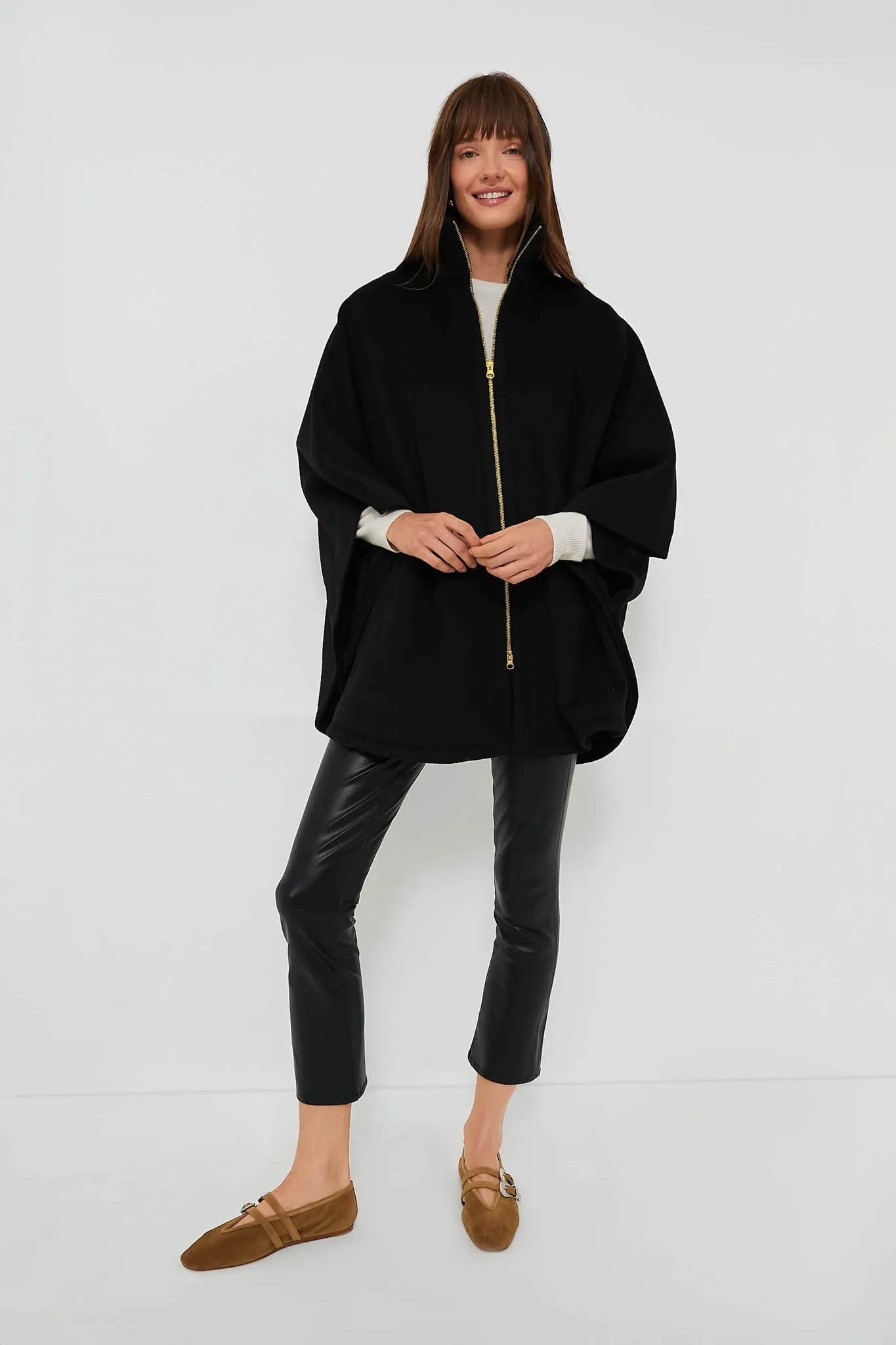 Black Full Zip Huntington Poncho