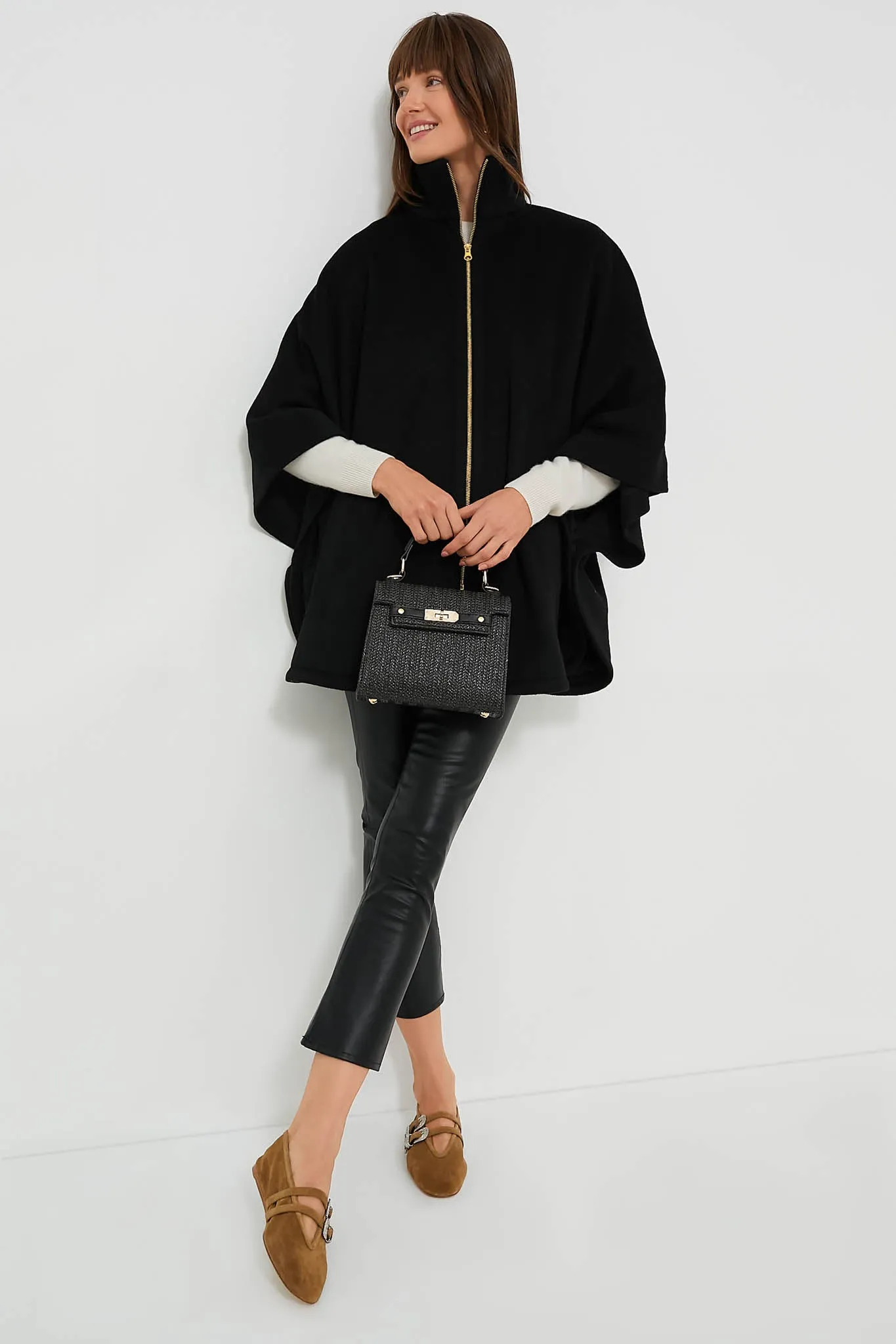 Black Full Zip Huntington Poncho