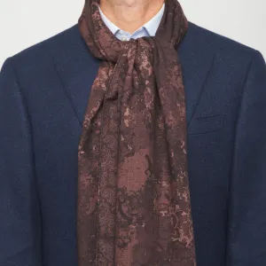 Brown Sicilian Ceramic and Paisley Double Face Wool Scarf