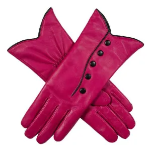 Dents Margot Wool-Lined Leather Gloves - Fuchsia Pink