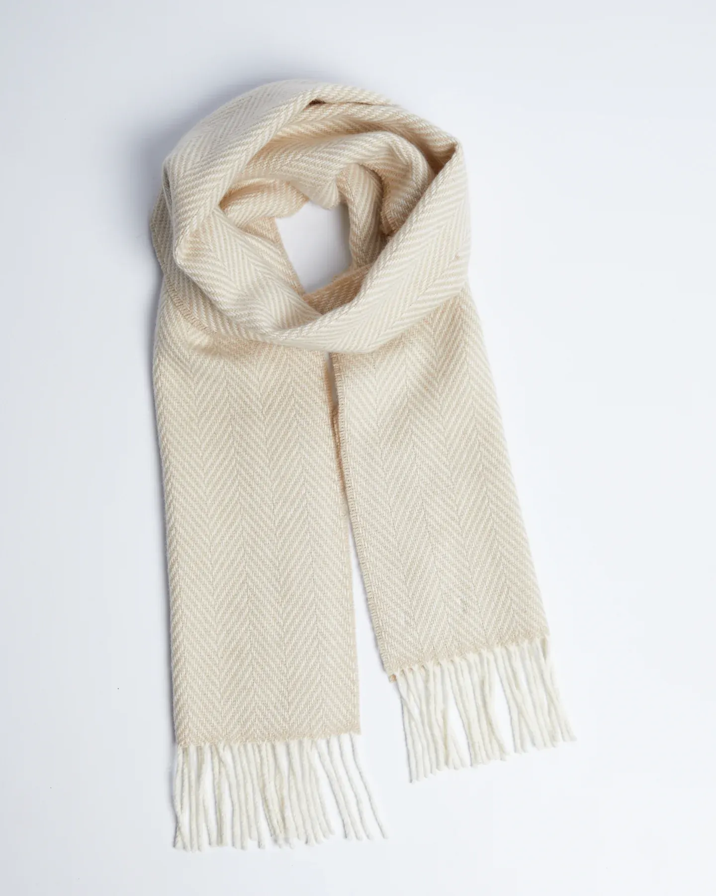 Foxford Bone Herringbone Cashmere Blend Scarf