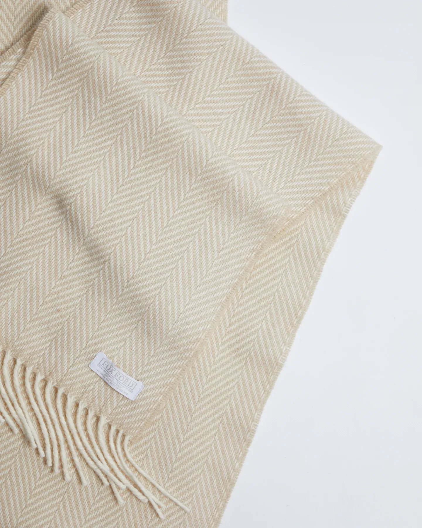 Foxford Bone Herringbone Cashmere Blend Scarf