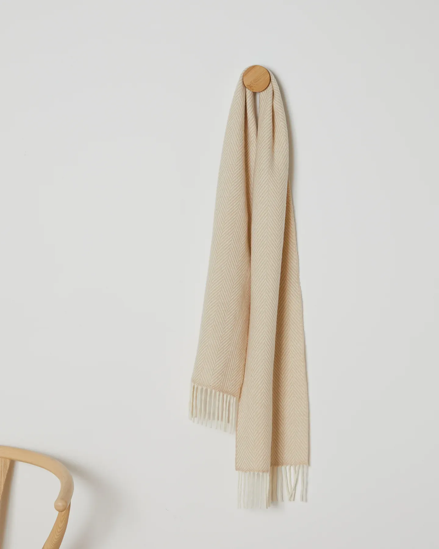 Foxford Bone Herringbone Cashmere Blend Scarf