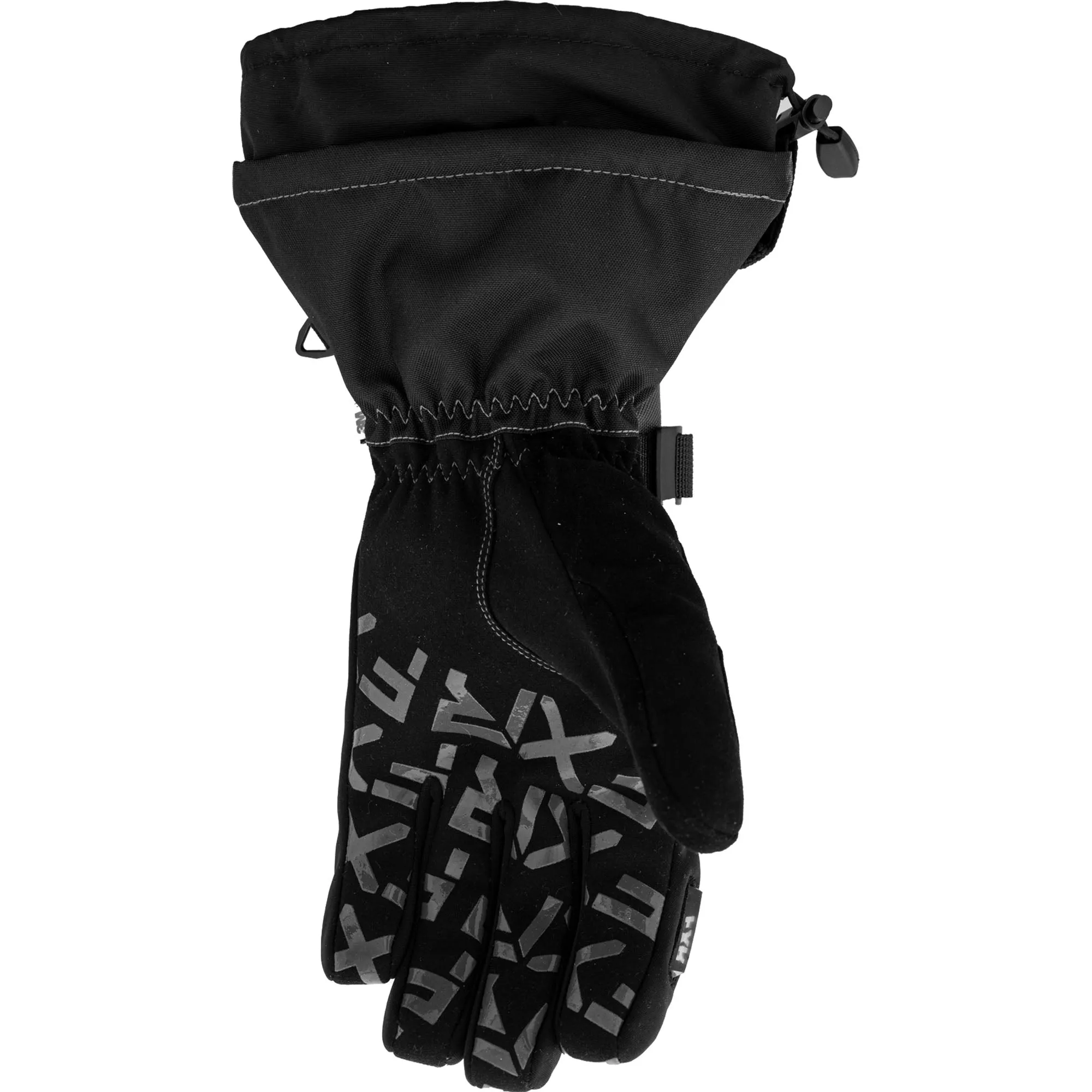 FXR  Helium Gauntlet Snowmobile Gloves Adjustable Gaiter HydrX Black Charcoal