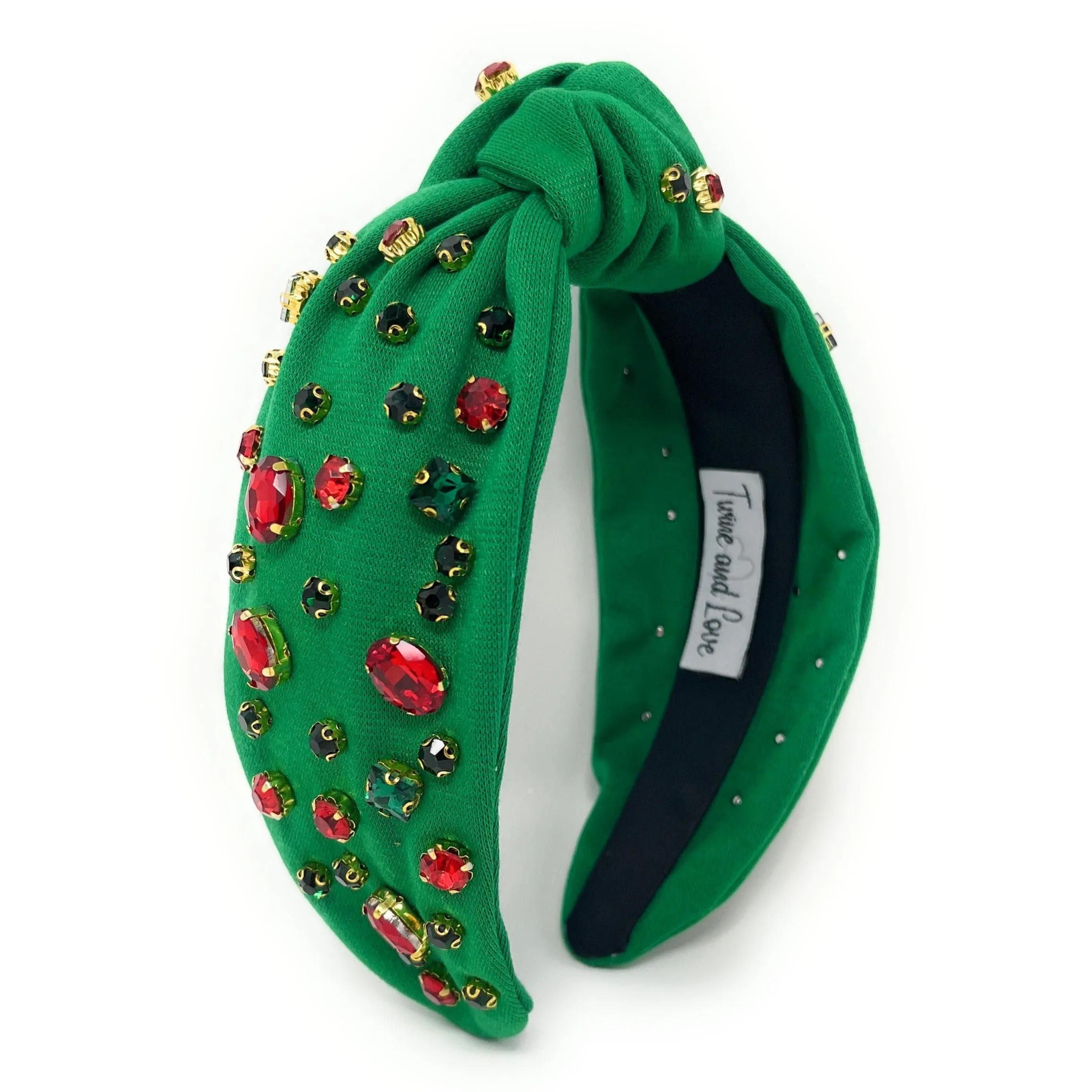 Green Holiday Jeweled Knot Headband