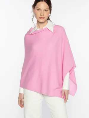 Kinross Cashmere Rib Detail Poncho In Pink Bloom LRAC3-240