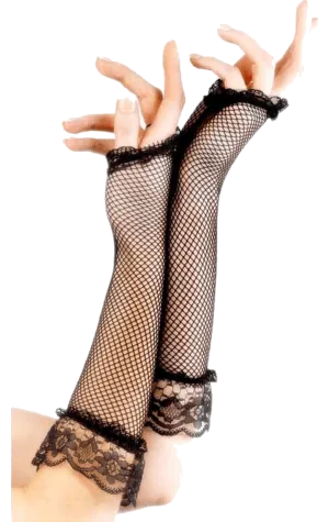 Lace Fishnet Fingerless Gloves