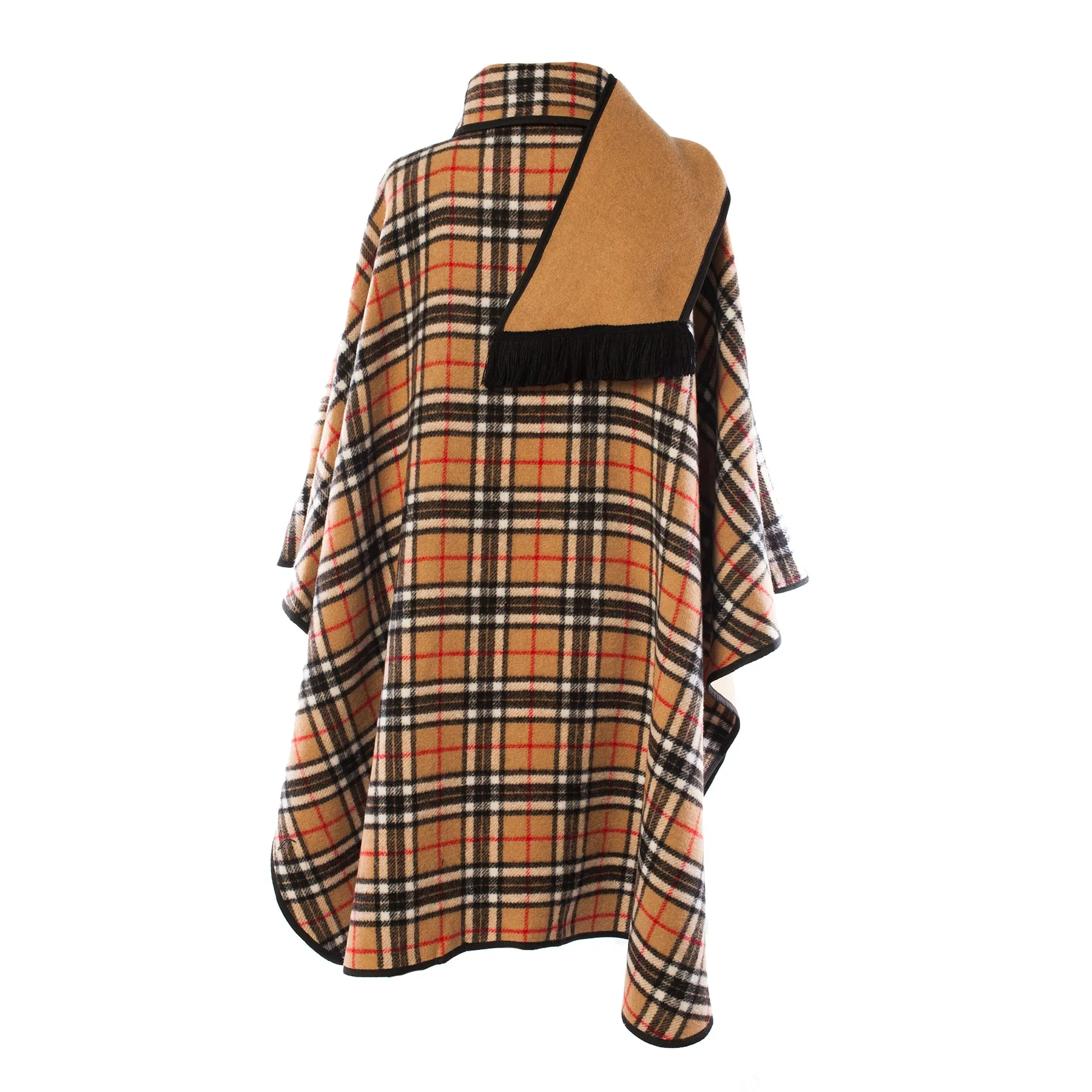 Ladies Wool Blend Reversible Cape Camel