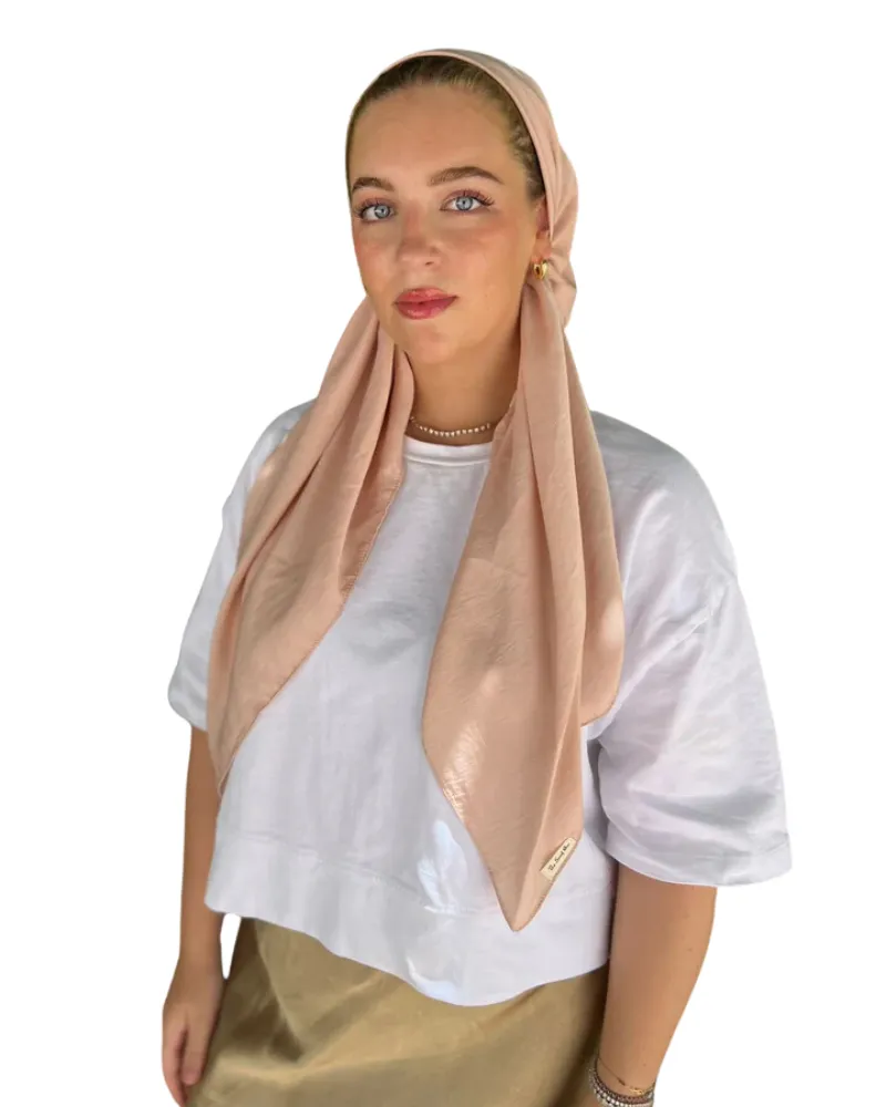 Light Pink Matte Satin Classic Pre-Tied Bandanna with Velvet Grip