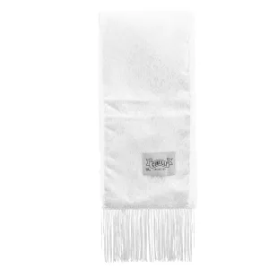 Mens Cirulli White Shabbos Scarf With Fur #2