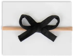 Mini velvet bow headbands by Adora