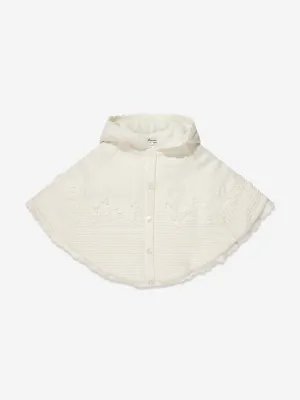 Sarah Louise Girls Hooded Poncho in Ivory