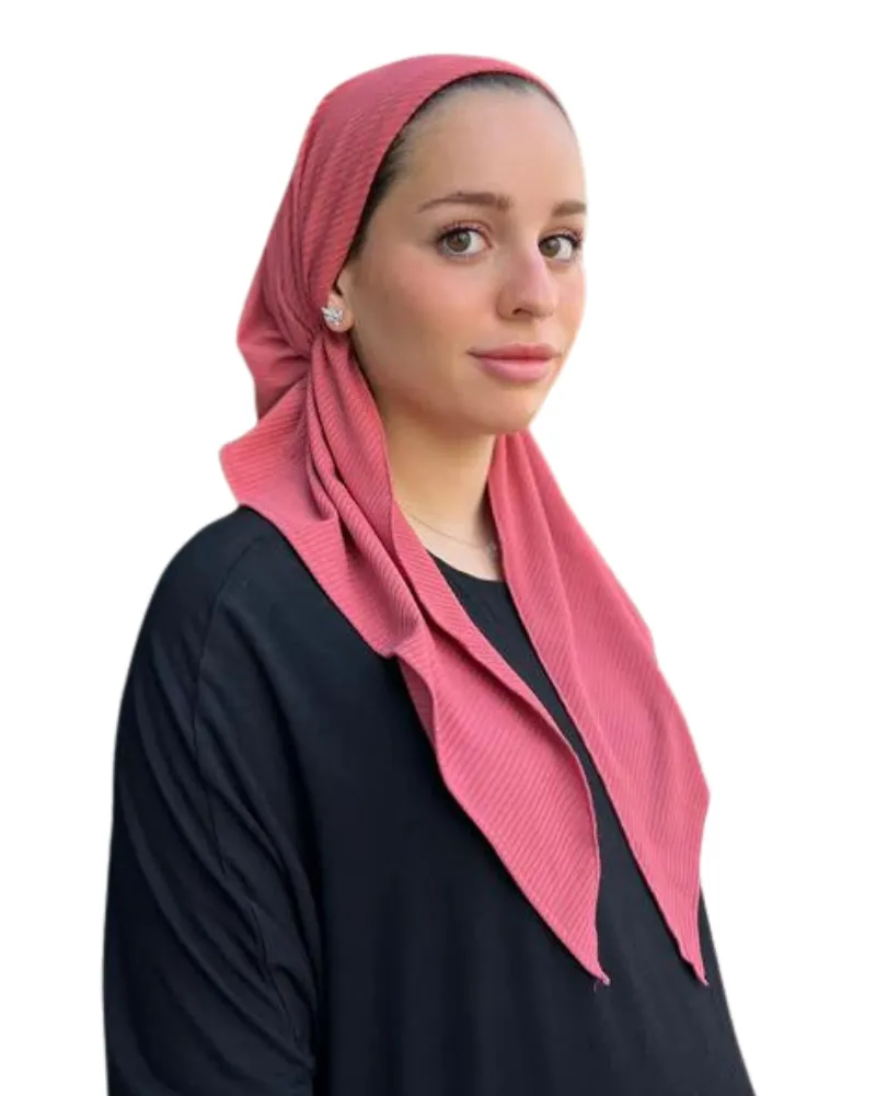 Scarf Bar Classic Jersey Ribbed Rose Pre-Tied Bandanna with Full Grip