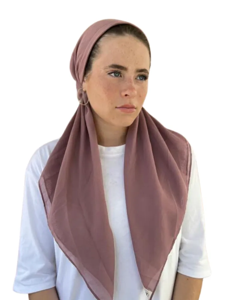 Scarf Bar Solid Plum Cotton Classic Pre-Tied Bandanna with Full Grip