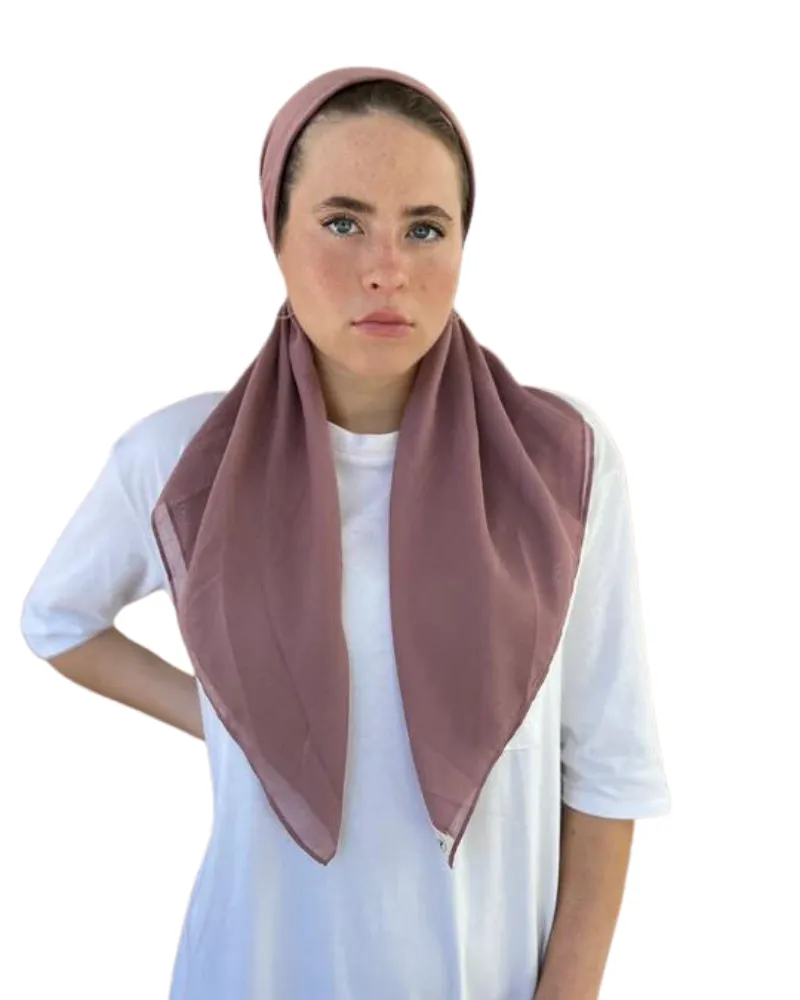 Scarf Bar Solid Plum Cotton Classic Pre-Tied Bandanna with Full Grip