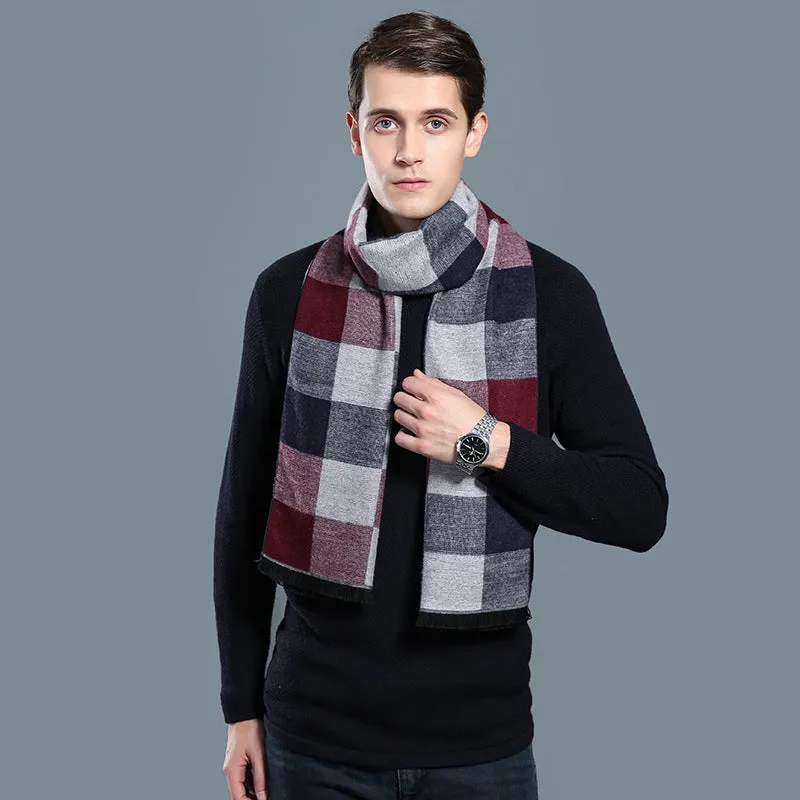 Simple Plaid Warm Keeping Artificial Cashmere Scarf