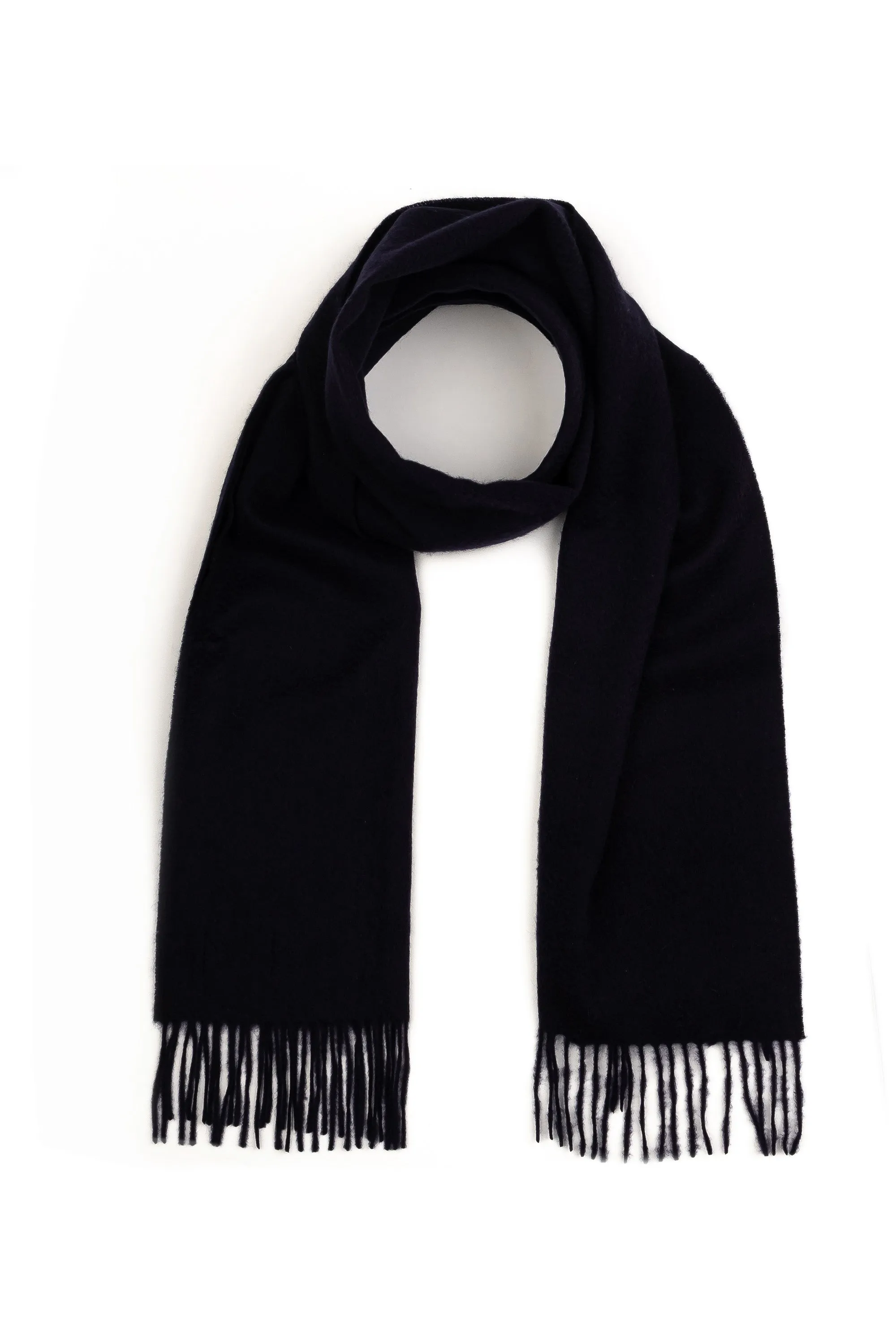 Solid Cashmere Wide Scarf - Dark Navy