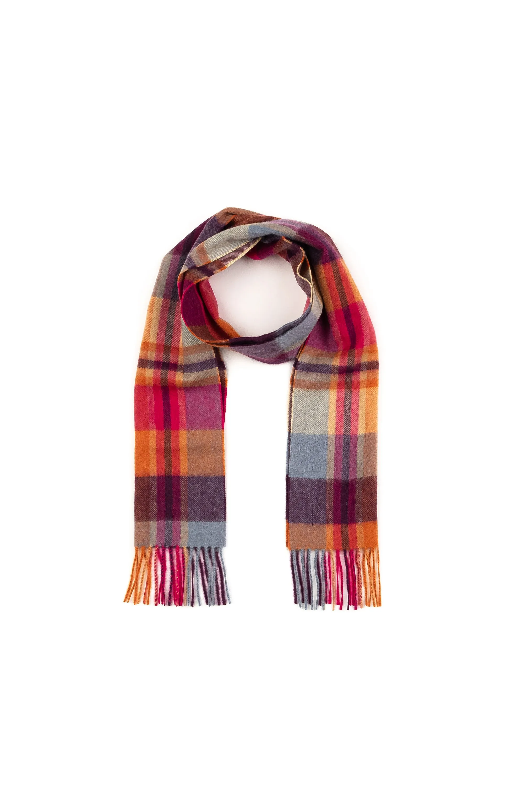 Square Check Cashmere Scarf - Orient Ginger