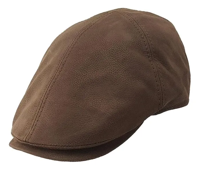 Stanton Cappuccio Leather Drivers Cap - Brown