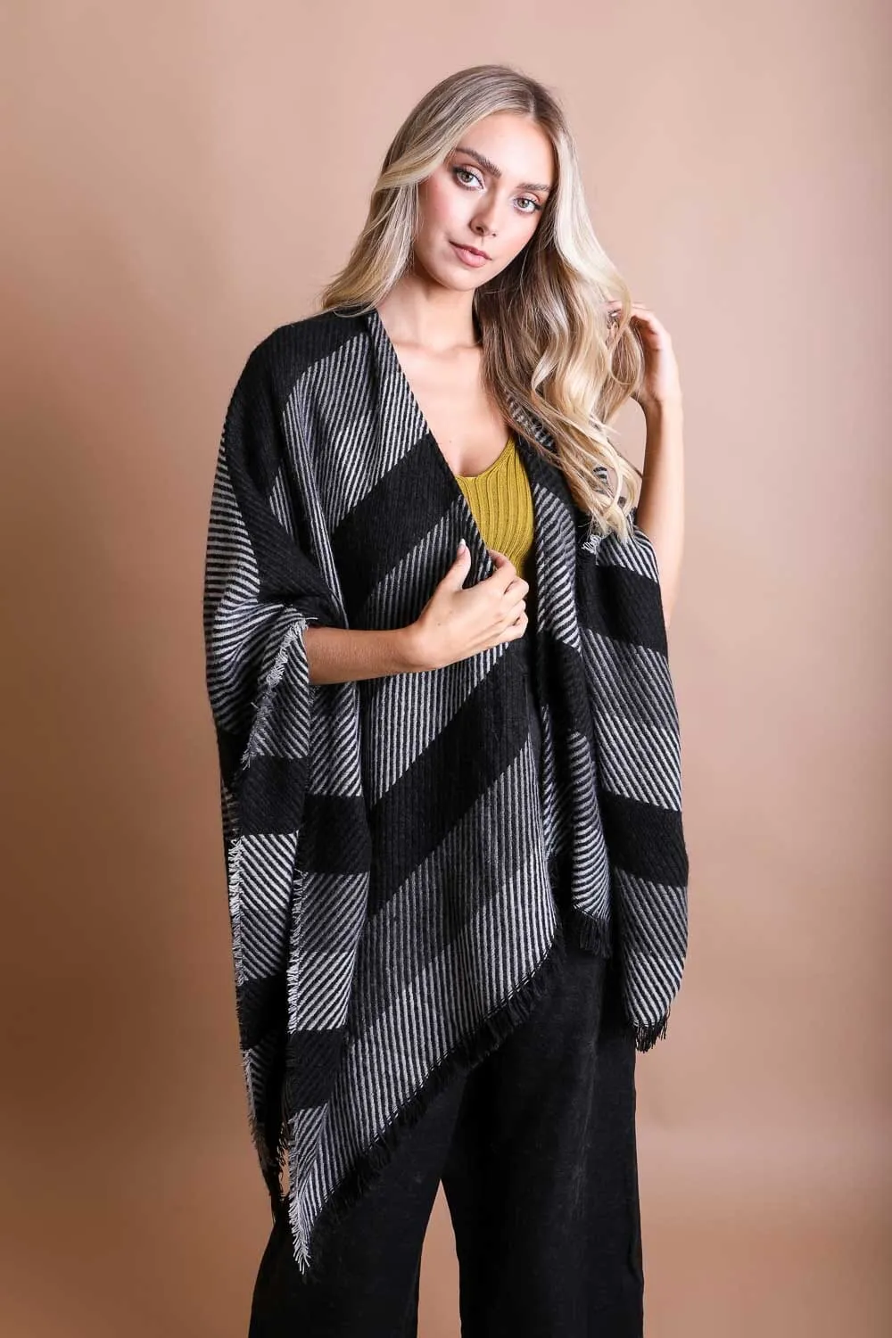 Striped Woven Ruana