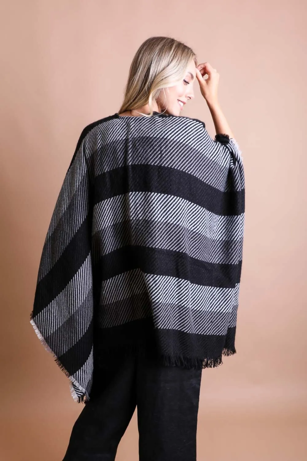 Striped Woven Ruana