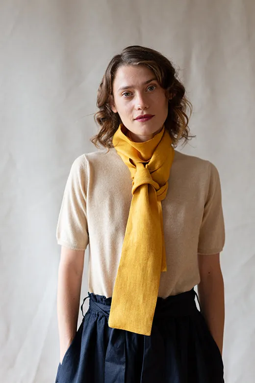 The STABLE Irish Linen Scarf - Harvest Yellow Herringbone