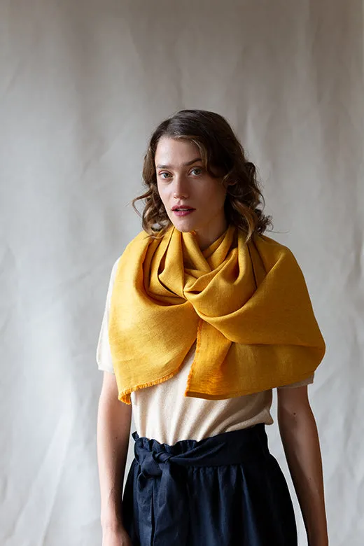 The STABLE Irish Linen Scarf - Harvest Yellow Herringbone