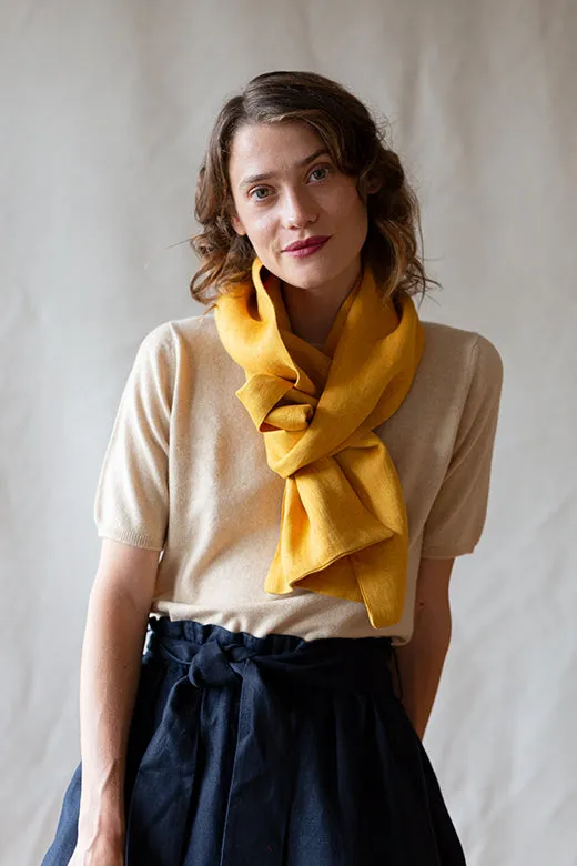 The STABLE Irish Linen Scarf - Harvest Yellow Herringbone