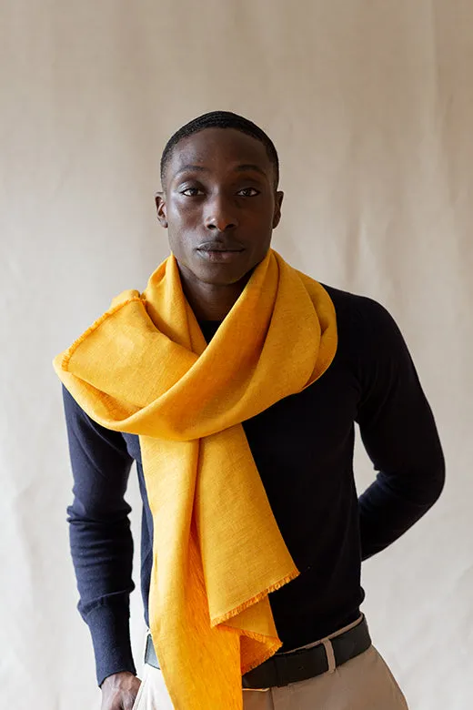 The STABLE Irish Linen Scarf - Harvest Yellow Herringbone