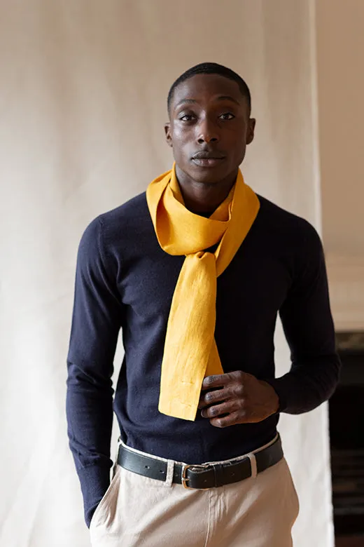 The STABLE Irish Linen Scarf - Harvest Yellow Herringbone