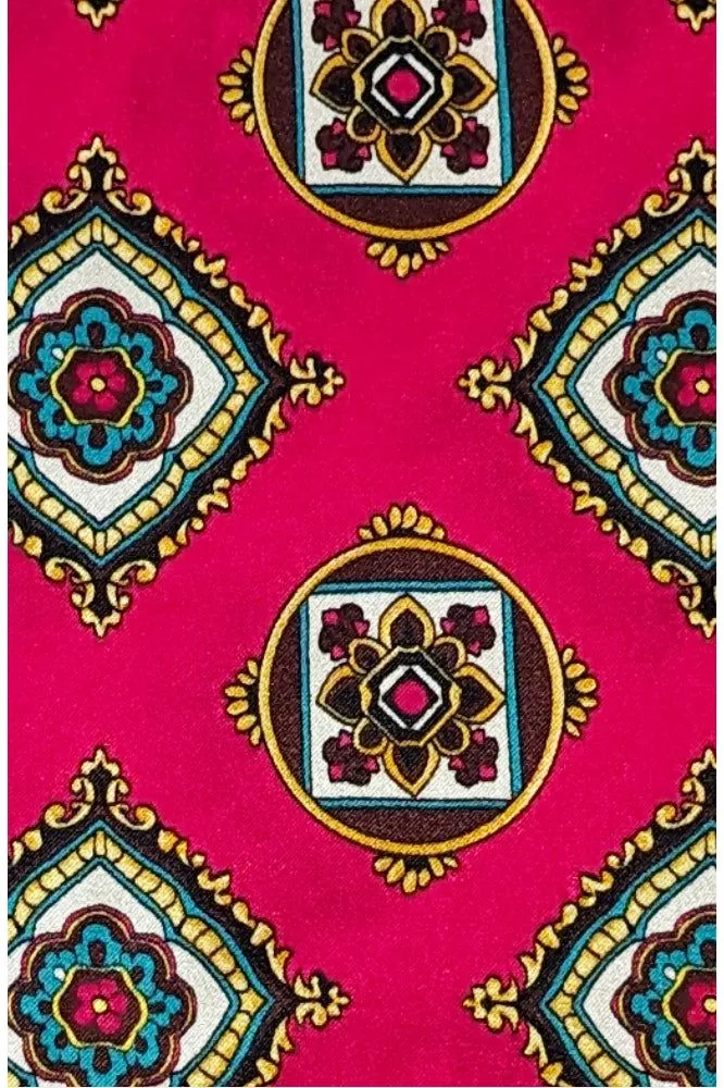 Tootal  -  Medallion Print Pomegranate -Silk Scarf