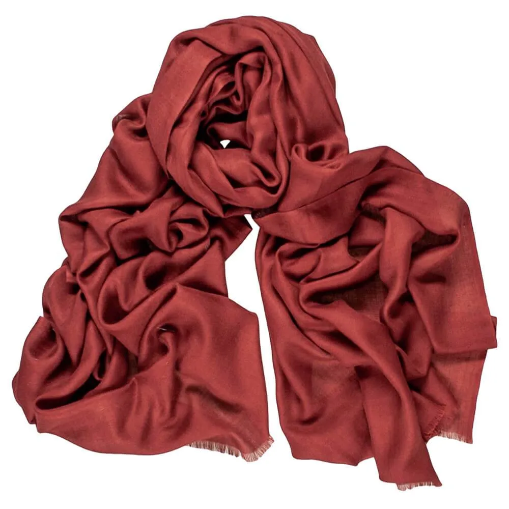 Vermilion Red Cashmere and Silk Wrap