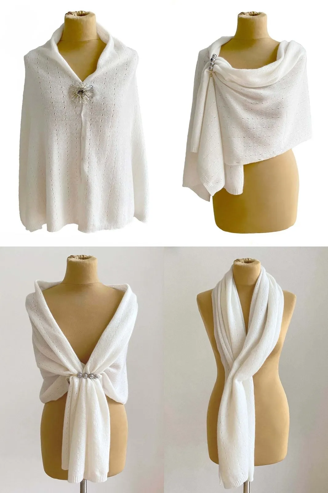 White cashmere poncho Multiway