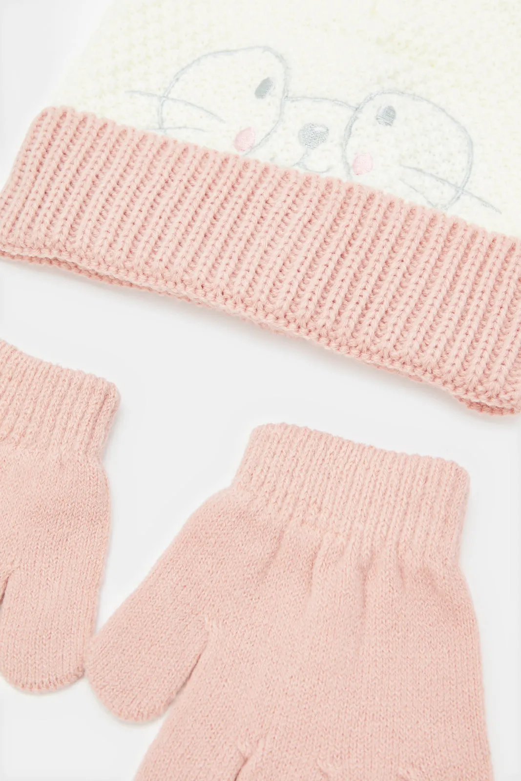 Women Pink And White Knitted Set (3 Piece)