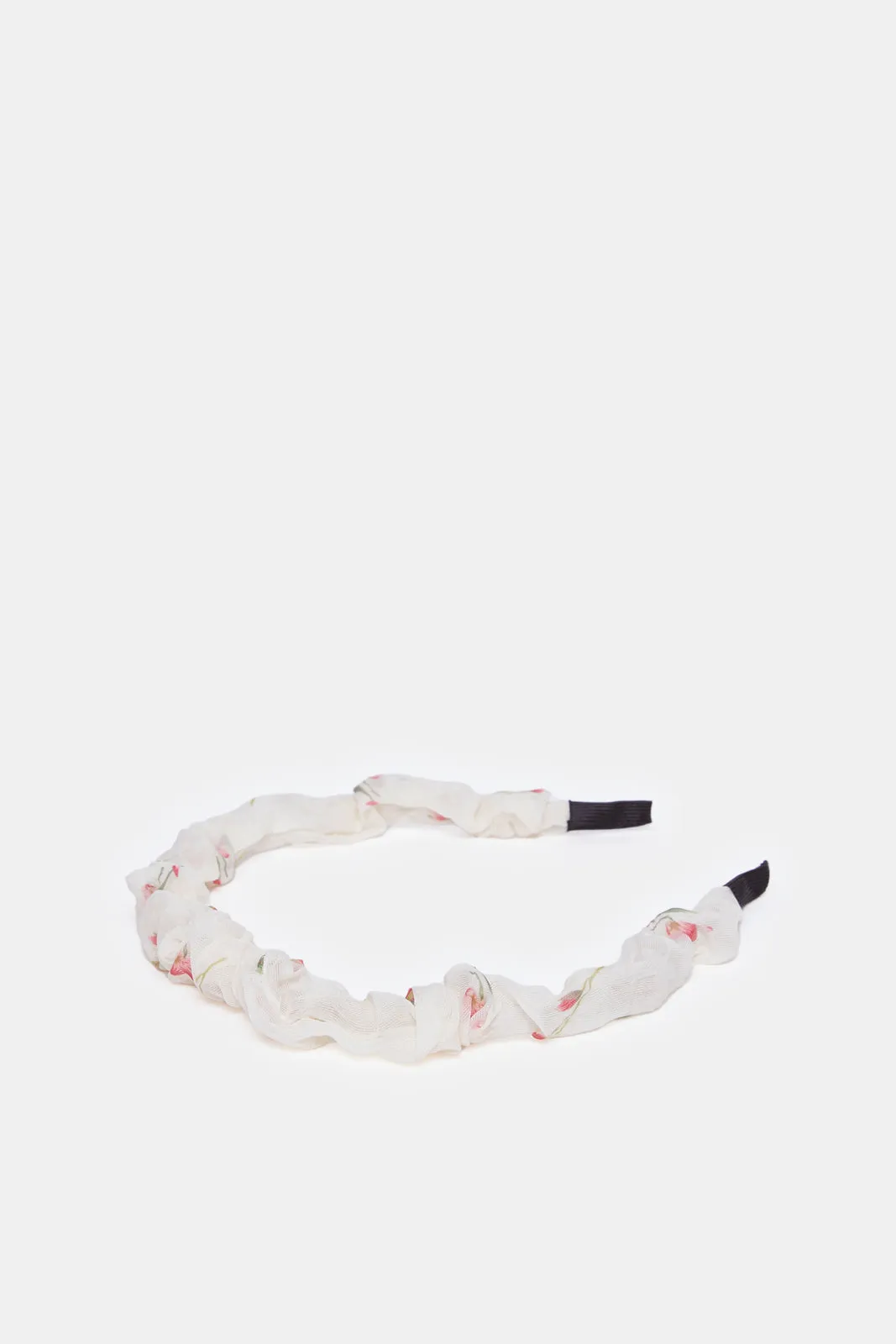 Women White Floral Print Headband Set (Pack of 2)