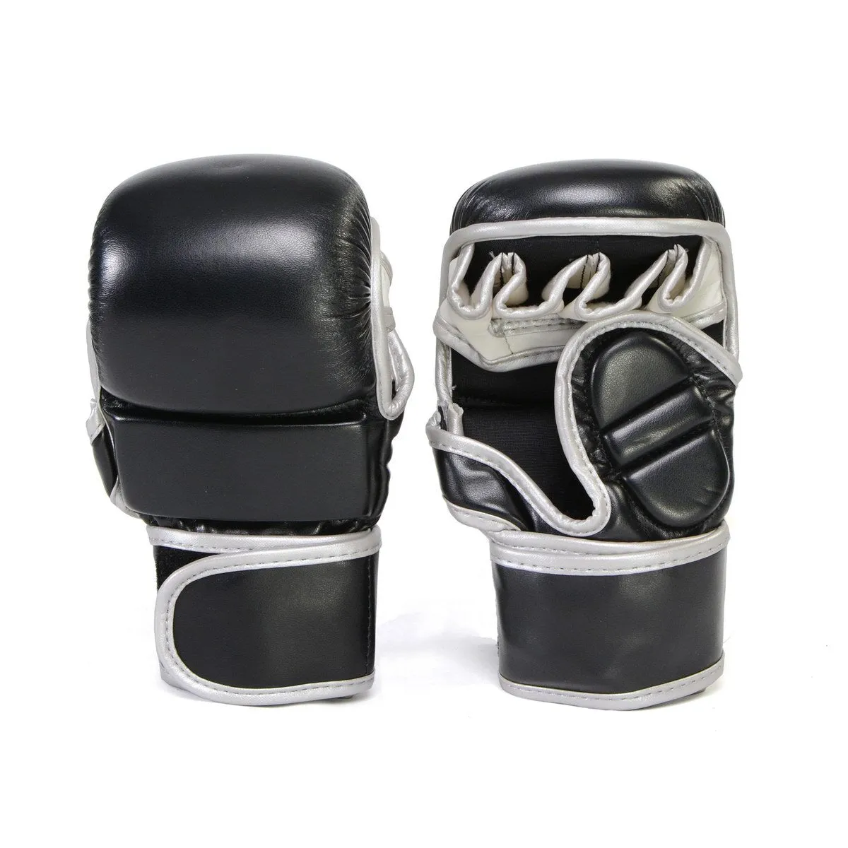 X-Fitness XF2001 7 oz MMA Hybrid Sparring Gloves-BLK/SILVER